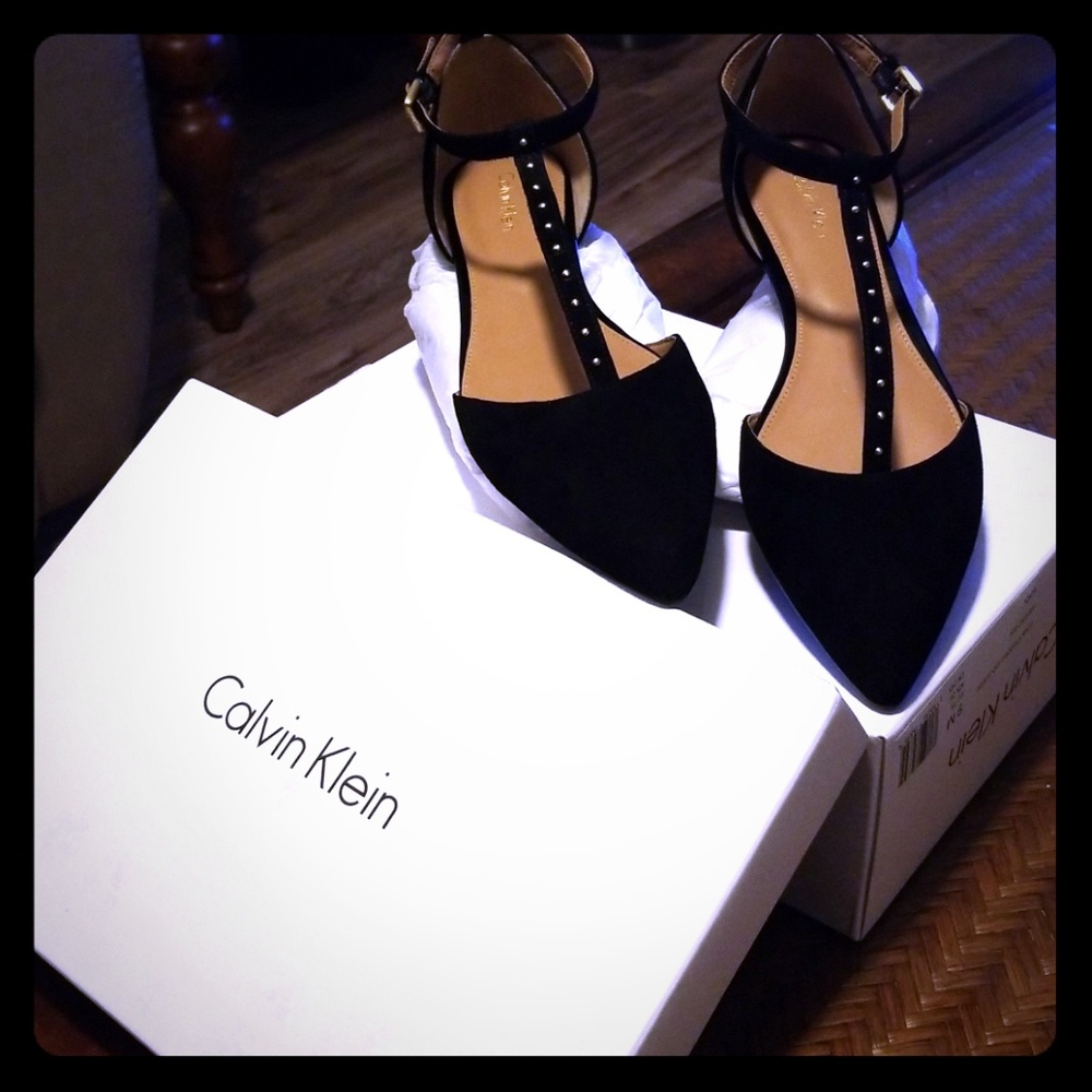Calvin Klein  T-strap Flats NEW